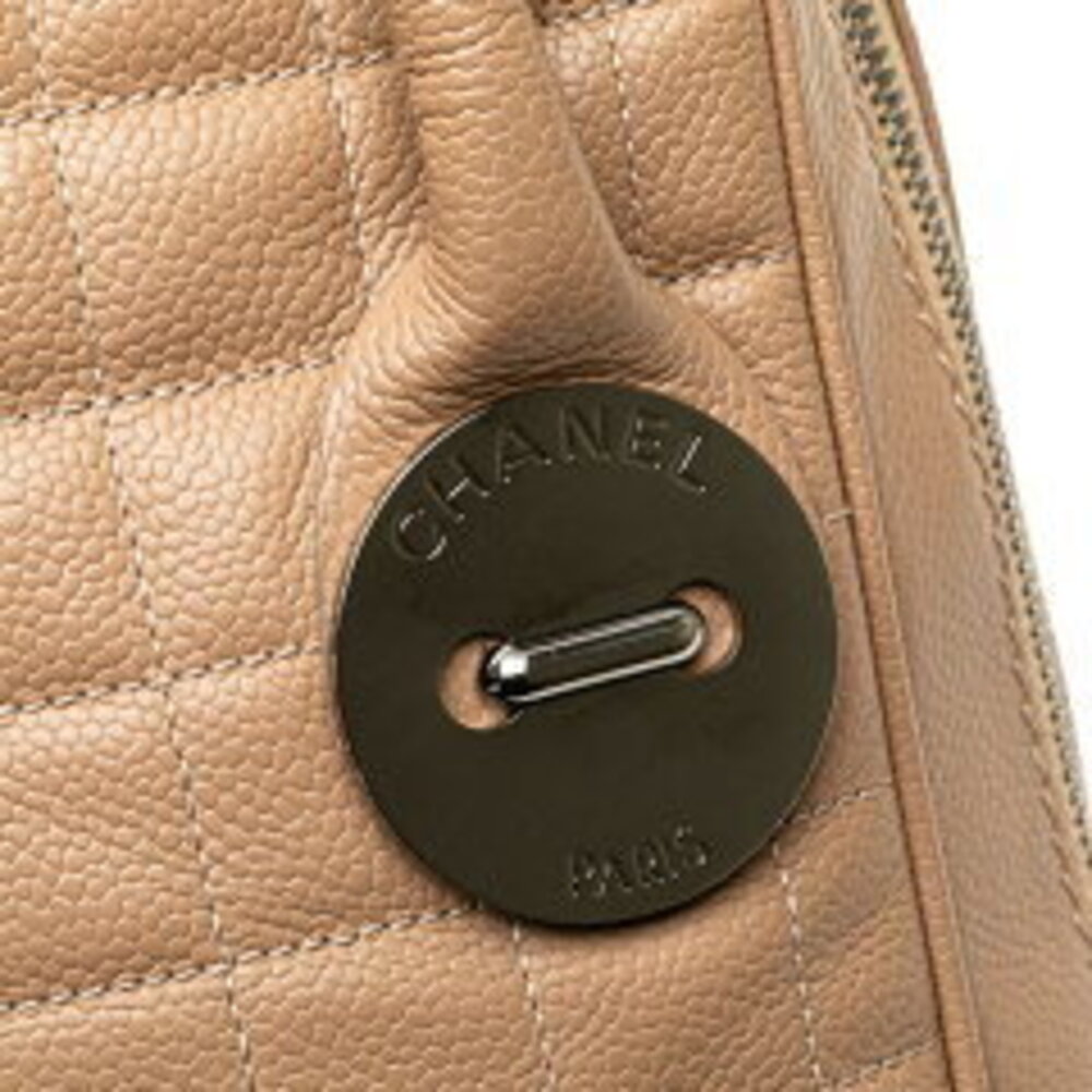 Chanel Chocobar Coco Mark Handbag Beige Tan Leather Caviar Skin - Picture 7 of 10